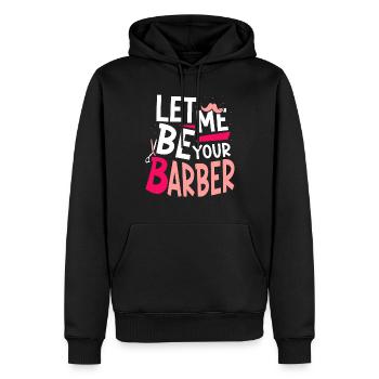 Laisse-moi être ton barbier Barbier - Sweat à capuche Premium bio Homme - noir - Devant - Nico (187cm)