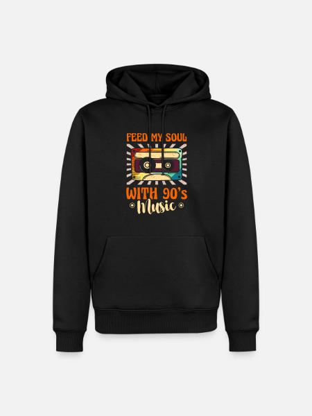 Feed My Soul With 90's Music Nineties Decade 1990 - Men’s Premium Organic Hoodie - black