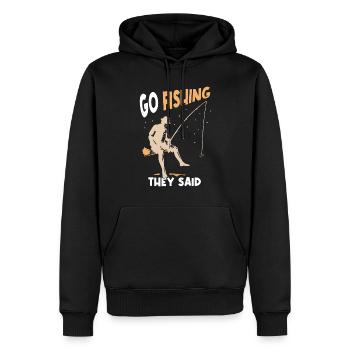 Go fishing they said fishing angler fisherman - Men’s Premium Organic Hoodie - black - Front - Nico (187cm)