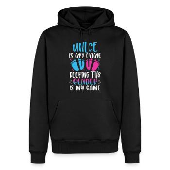 Uncle Is My Name Keeping The Gender Is My Game - Men’s Premium Organic Hoodie - black - Front - Nico (187cm)