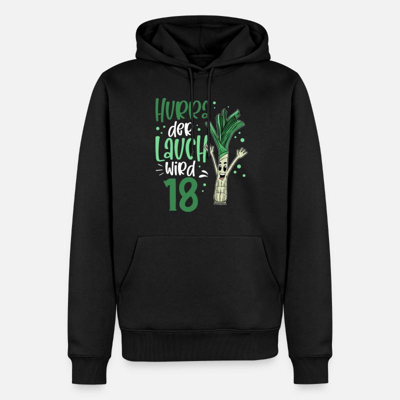 Hurra der Lauch wird 18 - Männer Premium Bio Hoodie - Schwarz