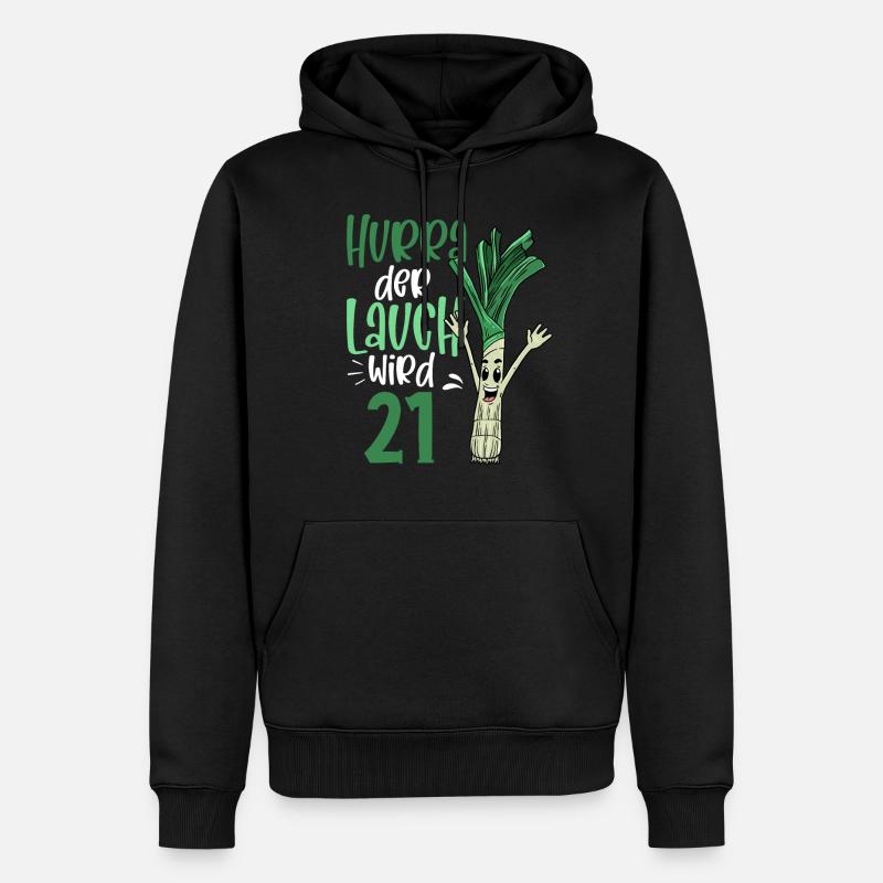 Hurra der Lauch wird 21 - Männer Premium Bio Hoodie - Schwarz