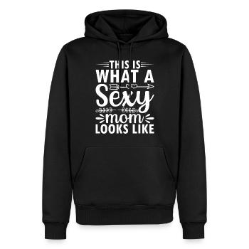 Fête des mères - Voici à quoi ressemble une maman sexy - Sweat à capuche Premium bio Homme - noir - Devant - Nico (187cm)