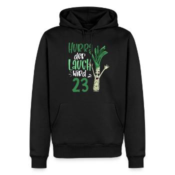 Hurra der Lauch wird 23 - Männer Premium Bio Hoodie - Schwarz - Vorne - Nico (187cm)