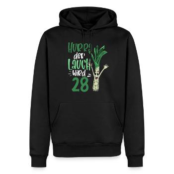 Hurra der Lauch wird 28 - Männer Premium Bio Hoodie - Schwarz - Vorne - Nico (187cm)
