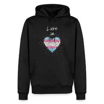 Liebe im Herz Transgender Transsexuell Flagge - Männer Premium Bio Hoodie - Schwarz - Vorne - Nico (187cm)