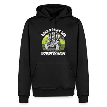Bald Kommt Der Bossterhase - Männer Premium Bio Hoodie - Schwarz - Vorne - Nico (187cm)