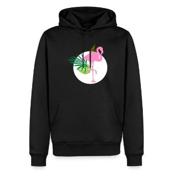 Flamingo - Männer Premium Bio Hoodie - Schwarz - Vorne - Nico (187cm)