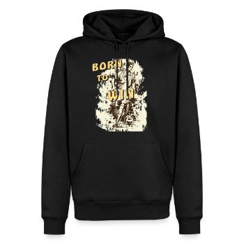 FUßBALL BORN TO WIN - Männer Premium Bio Hoodie - Schwarz - Vorne - Nico (187cm)