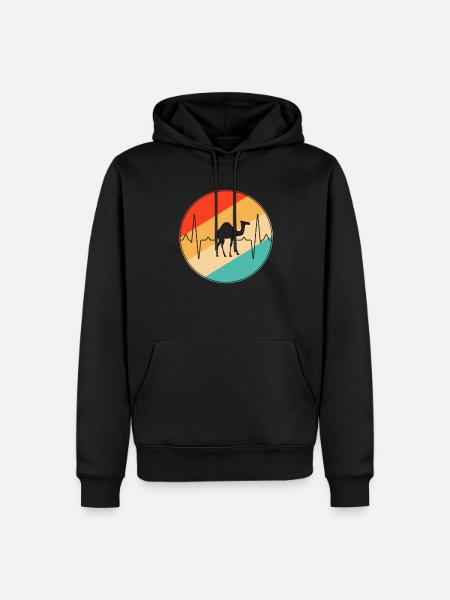 Rétro Heartbeat dromadaire - Sweat à capuche Premium bio Homme - noir