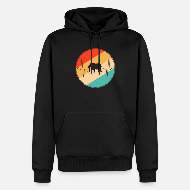 Elephant Retro Heartbeat - Sweat à capuche Premium bio Homme - noir