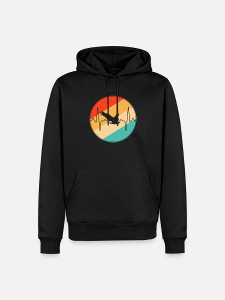 Eagle Retro Heartbeat - Men’s Premium Organic Hoodie - black