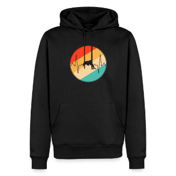 Delfin Retro Herzschlag - Männer Premium Bio Hoodie - Schwarz - Vorne - Nico (187cm)