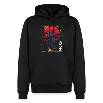 Gothic Skull-Red Moon-Black Crow - Men’s Premium Organic Hoodie - black - Front - Nico (187cm)