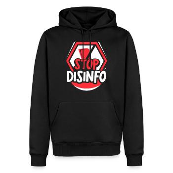 Désinfo Stop à la liberté de la presse Loi sur la liberté de la presse - Sweat à capuche Premium bio Homme - noir - Devant - Nico (187cm)