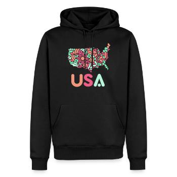 États-Unis Patriotes Américains États-Unis Amérique - Sweat à capuche Premium bio Homme - noir - Devant - Nico (187cm)