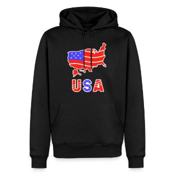 États-Unis Américains Amérique États-Unis Patriotique - Sweat à capuche Premium bio Homme - noir - Devant - Nico (187cm)