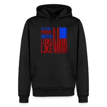 Voici à quoi ressemble un patriote américain des États-Unis - Sweat à capuche Premium bio Homme - noir - Devant - Nico (187cm)