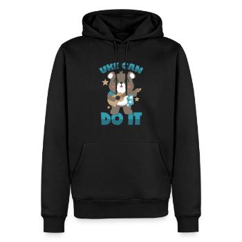 Motivation ukulélé - Sweat à capuche Premium bio Homme - noir - Devant - Nico (187cm)