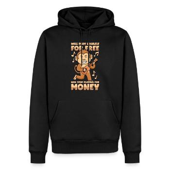 Monkey plays ukulele for free - Men’s Premium Organic Hoodie - black - Front - Nico (187cm)