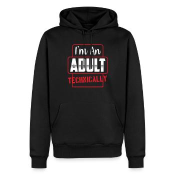 Je suis un adulte Techniquement adulte - Sweat à capuche Premium bio Homme - noir - Devant - Nico (187cm)