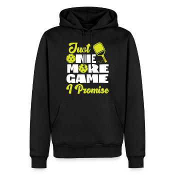 Pickleball Just One More Game I - Männer Premium Bio Hoodie - Schwarz - Vorne - Nico (187cm)