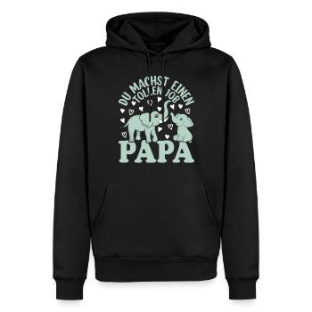 Papa Vatertag Papa Elefant Papa Vatertag - Männer Premium Bio Hoodie - Schwarz - Vorne - Nico (187cm)