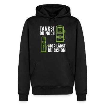 Station de recharge pour voiture électrique Station de remplissage de voiture électrique - Elekt - Sweat à capuche Premium bio Homme - noir - Devant - Nico (187cm)