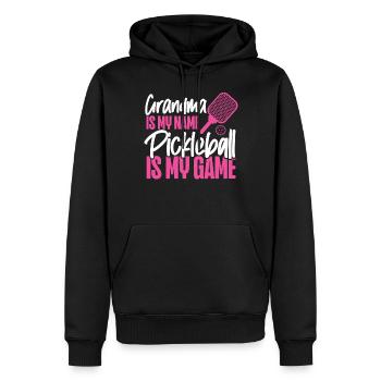 Pickleball Grand-mère Grand-mère est mon - Sweat à capuche Premium bio Homme - noir - Devant - Nico (187cm)