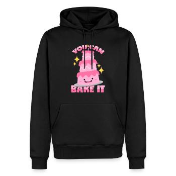 Jeu de mots sur la cuisson de gâteaux - Sweat à capuche Premium bio Homme - noir - Devant - Nico (187cm)