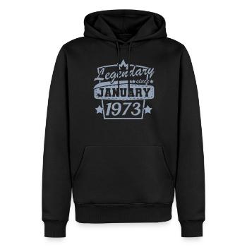 Legendär seit Januar 1973 Retro - Männer Premium Bio Hoodie - Schwarz - Vorne - Nico (187cm)