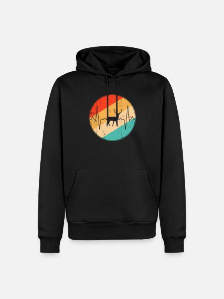 Deer Retro Heartbeat - Men’s Premium Organic Hoodie - black