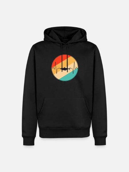 Shark Retro Heartbeat - Men’s Premium Organic Hoodie - black