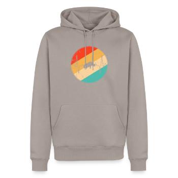 Rhinocéros Retro Heartbeat - Sweat à capuche Premium bio Homme - taupe - Devant - Nico (187cm)