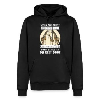 WENN DU DENKST GIRAFFEN SIND BLÖD DANN DENKE I - Männer Premium Bio Hoodie - Schwarz - Vorne - Nico (187cm)