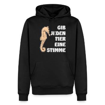 GIB JEDEN TIER EINE STIMME - Männer Premium Bio Hoodie - Schwarz - Vorne - Nico (187cm)