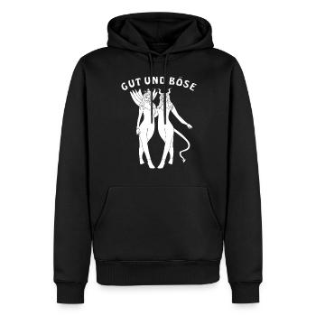 ENGEL TEUFEL GUT UND BÖSE - Männer Premium Bio Hoodie - Schwarz - Vorne - Nico (187cm)
