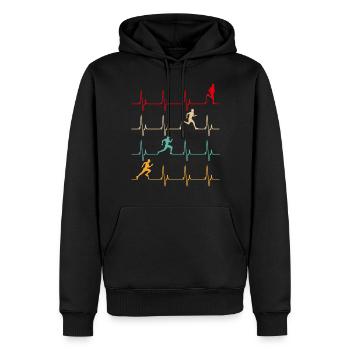 Papa court à pied aime courir un coureur de marathon cool - Sweat à capuche Premium bio Homme - noir - Devant - Nico (187cm)