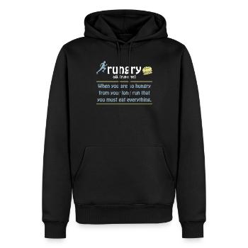 Rungry Definition Lustiger Läufer Marathon Zitat - Männer Premium Bio Hoodie - Schwarz - Vorne - Nico (187cm)