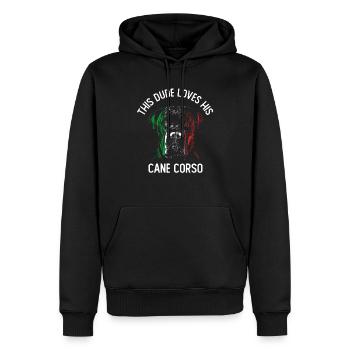 Ce mec aime son Corso de canne - Sweat à capuche Premium bio Homme - noir - Devant - Nico (187cm)