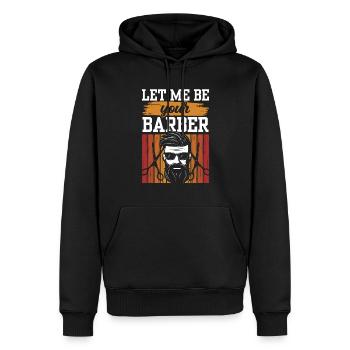 Lascia che io sia il tuo barbiere barbiere - Felpa con cappuccio ecologica premium da uomo - nero - Fronte - Nico (187cm)