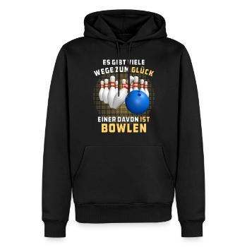 GLÜCK IST BOWLEN - Männer Premium Bio Hoodie - Schwarz - Vorne - Nico (187cm)