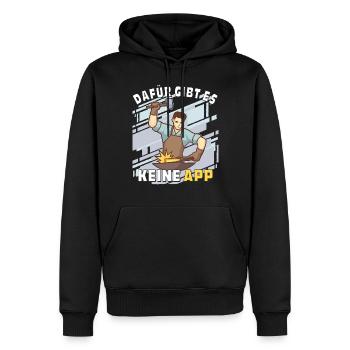 SCHMIED DAFÜR GIBT ES KEINE APP - Männer Premium Bio Hoodie - Schwarz - Vorne - Nico (187cm)