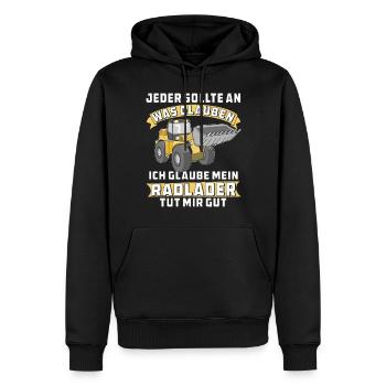 MEIN RADLADER TUT MIR GUT - Männer Premium Bio Hoodie - Schwarz - Vorne - Nico (187cm)