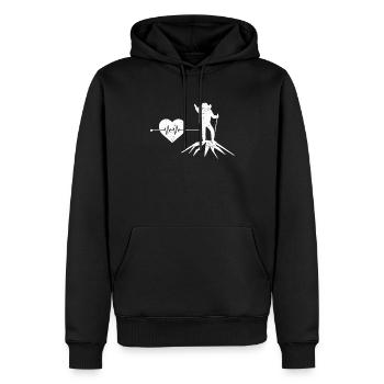 Bergsteigen Herzschlag - Männer Premium Bio Hoodie - Schwarz - Vorne - Nico (187cm)