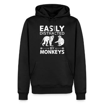 Orangutan Monkey Lover - Facilement distrait par Monk - Sweat à capuche Premium bio Homme - noir - Devant - Nico (187cm)