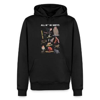 Chimpanzé Orang-outan Monkey Lover - Tous mes singes - Sweat à capuche Premium bio Homme - noir - Devant - Nico (187cm)