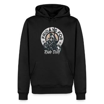 Vendredis moto pour les motocyclistes - Sweat à capuche Premium bio Homme - noir - Devant - Nico (187cm)