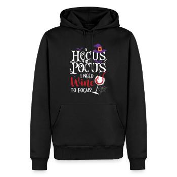 Hocus Pocus J’ai besoin de vin pour se concentrer - Sweat à capuche Premium bio Homme - noir - Devant - Nico (187cm)