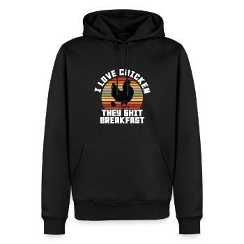 J’adore le poulet Ils chient le petit déjeuner - Sweat à capuche Premium bio Homme - noir - Devant - Nico (187cm)